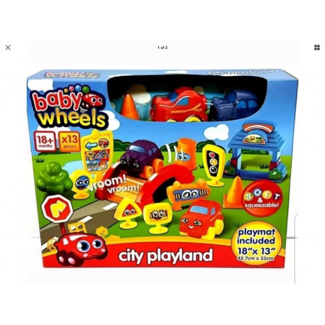 CITY PLAYLAND GIOCATTOLO DI APPRENDIMENTO BAMBINI LA PRIMA CITTÀ SU RUOTE 46X33CM BABY WHEELS 18+MONTHS X13 PEZZI