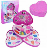 SCATOLA TROUSSE TRUCCO CON SPECCHIO CUORE SET MAKE UP ITS GIRL STUFF! UNBRECABLE MIRROR LIP GLOSS LIPSSTICKS NAIL POLISH