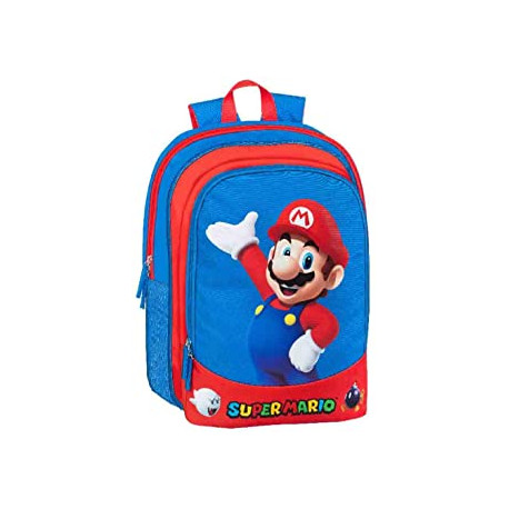 ZAINO ASILO SUPERMARIO ROSSO E BLU 30X22X10CM 2 ZIP ZAINETTO ORIGINALE NINTENDO DISTRIBUITO DA PANINI SCUOLA ITALY