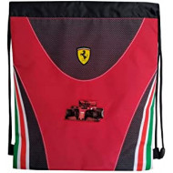 ZAINETTO A SACCA FERRARI KIDS 32X42CM ORIGINAL ZAINO COULISSE ITALIA ROSSO TASCA CON ZIP DISTRIB.DA PANINI SCUOLA ITALY