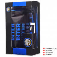 COFANETTO SET ORAL CARE 4PEZZI ASTUCCIO+BICCHIERE+DENTIFRICIO+SPAZZOLINO FC INTERNAZIONALE UFFICIALE MODICO MILANO ITALY