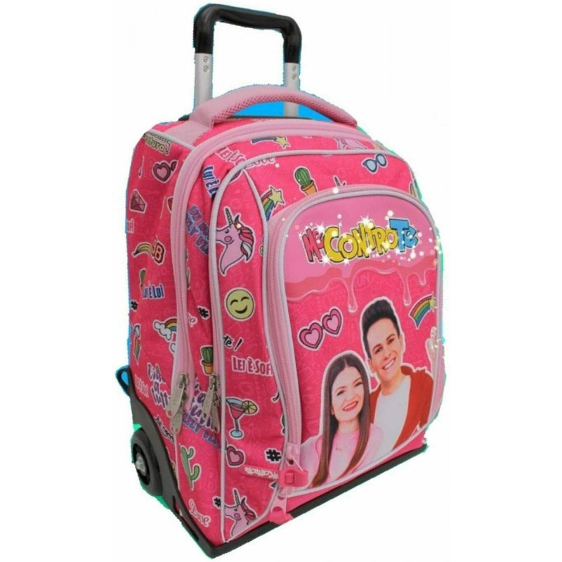 ME CONTRO TE SOFÌ E LUÌ ZAINO SCUOLA TROLLEY ORGANIZZATO GIRL 3 ZIP  48X35X22CM ROSA FUCSIA CON LUCI POOL OVER ITALY - Parole e Pensieri