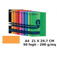 RISMA LUCE COLORI FORTI 50 FOGLI CARTONCINO ARANCIONE 200GR MQ.210X297MM A4 COPY INK JET LASER FAVINI MADE IN ITALY