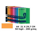 RISMA LUCE COLORI FORTI 50 FOGLI CARTONCINO ARANCIONE 200GR MQ.210X297MM A4 COPY INK JET LASER FAVINI MADE IN ITALY