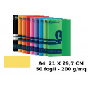 RISMA LUCE COLORI FORTI 50 FOGLI CARTONCINO GIALLO SOLE 200GR MQ.210X297MM A4 COPY INK JET LASER FAVINI MADE IN ITALY