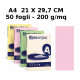 RISMACQUA 50 FOGLI CARTONCINO COLORE ROSA TENUO 200G.MQ.210X297MM A4 COPY INKJET LASER CARTOTECNICA FAVINI MADE IN ITALY