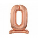 PALLONCINO 74CM 30" CON BASE N° ZERO COLORE ROSA ORO CON CANNUCCIA PER GONFIAGGIO AD ARIA BEAUTY & CHARM FOIL BALLOON