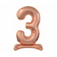 PALLONCINO 74CM 30" CON BASE STAND N°3 COLORE ROSA ORO CON CANNUCCIA PER GONFIAGGIO AD ARIA BEAUTY & CHARM FOIL BALLOON