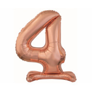 PALLONCINO 74CM 30"CON BASE STAND N°4 COLORE ROSA ORO CON CANNUCCIA PER GONFIAGGIO AD ARIA BEAUTY & CHARM FOIL BALLOON