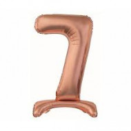 PALLONCINO 74CM 30"CON BASE STAND N°7 COLORE ROSA ORO CON CANNUCCIA PER GONFIAGGIO AD ARIA BEAUTY & CHARM FOIL BALLOON