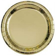 CONFEZIONE 8 PIATTI CARTA PICCOLI 7" GOLD PIATTI DI CARTA 17CM COLORE ORO PER USO ALIMENTARE UNIQUE PAPER PLATES