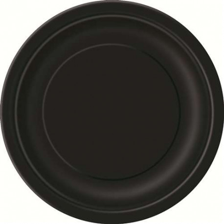 CONFEZIONE 20 PIATTI CARTA PICCOLI 7" BLACK PIATTI DI CARTA 17CM COLORE NERO USO ALIMENTARE UNIQUE PAPER PLATES