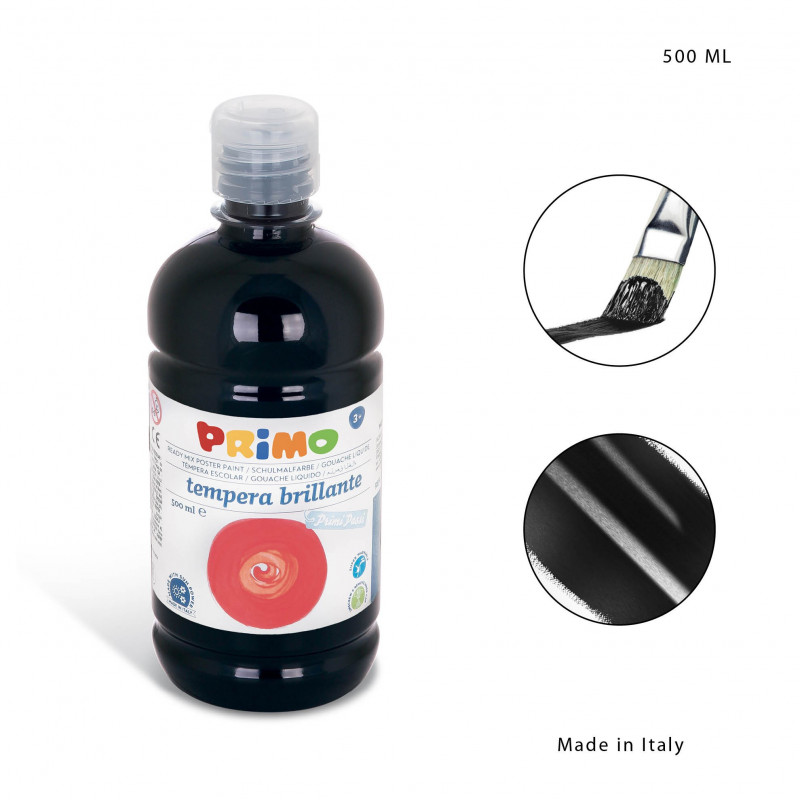 PRIMI PASSI COLORE A TEMPERA NERA BRILLANTE NERO BLACK 500ML UTILE