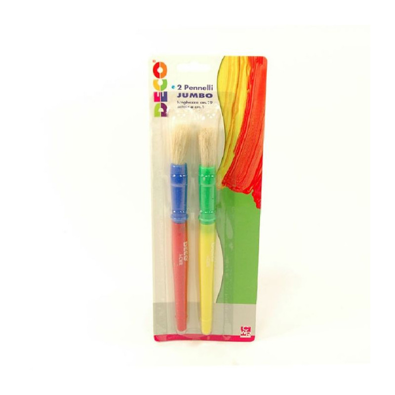 SET 2 PENNELLI JUMBO PER PITTURA SETOLA 1CM MANICO 19CM IMPUGNATURA GRANDE  ADATTO ALLA PRESA DEI BAMBINI DECO CWR - Parole e Pensieri