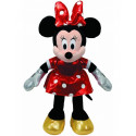 PELUCHE MINNIE 33CM CON VESTITO E FIOCCO ROSSO A POIS SCARPE ORO MANONE ARGENTO MINNIE MOUSE DISNEY ORIGINAL TY SPARKLE