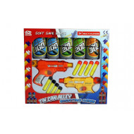 SET TIRO A SEGNO 2 PISTOLE, 6 PROIETTILI IN GOMMA SOFFICE ,5 LATTINE COLORATE GIOCO PER BIMBI