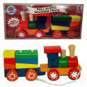 TRENINO IN LEGNO PUZZLE BOCCHI BIMBI LUNGHEZZA 23CM LARGHEZZA CUBI 9CM. COLORATO 18MESI+