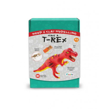 KIT DINOSAURO COSTRUISCI IL TUO T-REX ALTO 15CM CON IL LEGNO E RICOPRILO CON L" ARGILLA COLORATA LIBRO CARD INCLUSI