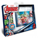 SET 2 PEZZI OROLOGIO DA POLSO AVENGERS+ PORTAMONETE MARVEL ORIGINAL OROLOGIO DIGITALE SUPER EROI KIDS BLU E ROSSO