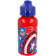 BORRACCIA ALLUMINIO AVENGERS MARVEL ORIGINAL 500ML ROSSA TAPPO BLU CON DOSATORE TOP QUALITY DA REAL TRADE ITALY