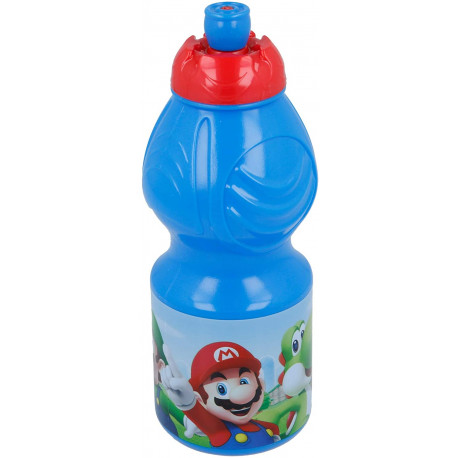 BORRACCIA SUPER MARIO NINTENDO ORIGINAL IN PP 400ML CON STAMPA TAPPO ROSSO RICHIUDIBILE CON DOSATORE IN PLASTICA