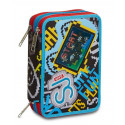 ASTUCCIO SCUOLA 3 ZIP SJ GANG CYBLER BOY CONTENUTO ALTA QUALITÀ 45PZ. PENNA CANC.FRIXION/GIOTTO/PRITT/LYRA.SEVEN ITALY