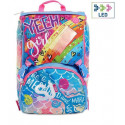 ZAINO SCUOLA SDOPPIABILE BIG SJ GANG OCEANLED GIRL MULTICOLOR LO ZAINO CHE SI ILLUMINA STELLE INTERMI.SEVEN JUNIOR ITALY