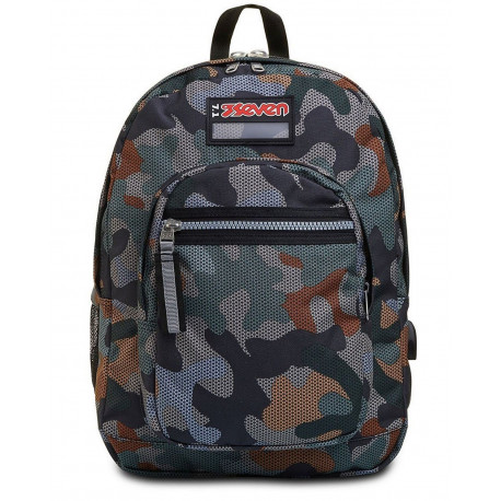 ZAINO SEVEN FREETHINK BOY MILITARY ZAINO SCUOLA ORGANIZZATO 45X33X22CM 2 ZIP 2 TASCHE C/ZIP + USB SEVEN ITALY GAR.4 ANNI