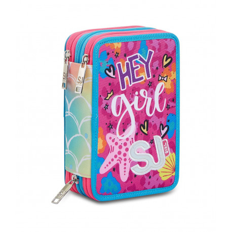 ASTUCCIO SCUOLA 3 ZIP SJ GANG OCEANLED GIRL FUX CONTENUTO ALTA QUALITÀ 45PZ.PENNA CANC.FRIXION/GIOTTO/PRITT/SEVEN ITALY