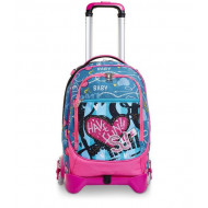 ZAINO SCUOLA TROLLEY 3WD BY SJ GANG JUST DANIM GIRL MULTICOLOR 37X51X27 TROLLEY STACCABILE FUCSIA SEVEN JUNIOR ITALY