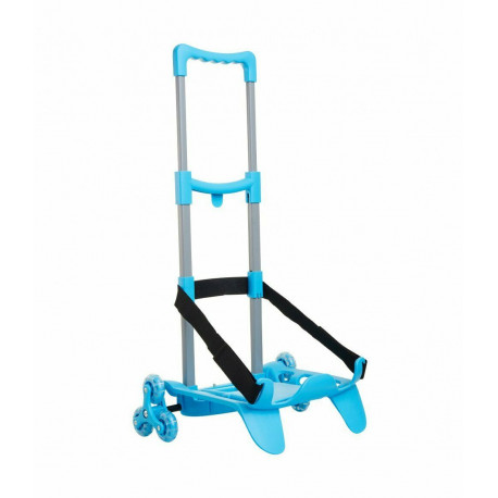 CARRELLINO 3WD PIEGHEVOLE AZZURRO CON ALETTE E FASCIA BLOCCA ZAINO BE BOX TROLLEY 3 RUOTE IN UNA SJ GANG SEVEN ITALY