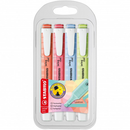 ASTUCCIO 4 COLORI PASTEL STABILO BOSS EVIDENZIATORI A PENNA COLORI