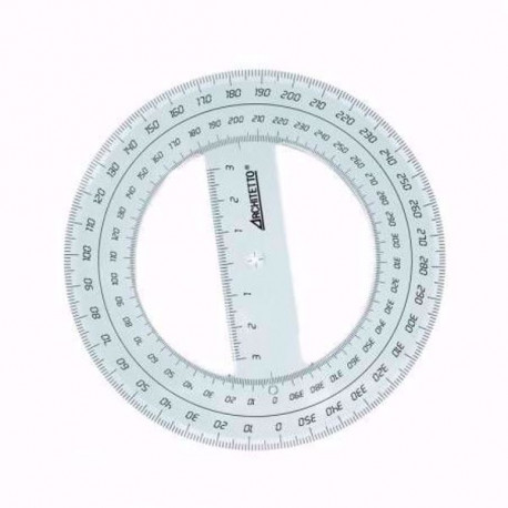 GONIOMETRO 12CM 360°/390° TRASPARENTE IN KRISTAL-K"MILLIMETRATURA DI PRECISIONE DISEGNO TECNICO ARCHITETTO MADE IN ITALY