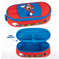 ASTUCCIO OVALE ORGANIZZATO SUPERMARIO BLU E ROSSO ASTUCCIO SCUOLA 23X7X9CM 1 ZIP ORIGINAL NINTENDO PANINI SCUOLA ITALY