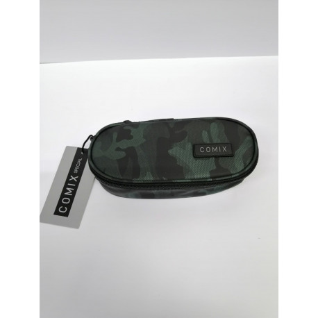 ASTUCCIO OVALE ORGANIZZATO CAMOUFLAGE GREEN COMIX 1 ZIP 22X10X5CM ASTUCCIO PORTAPENNE SCUOLA COMIX PANINI SCUOLA ITALY