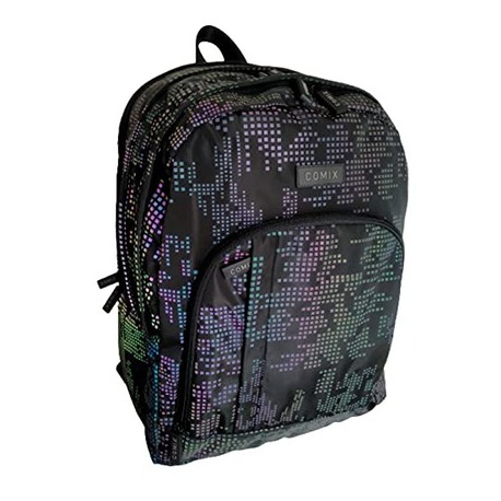 ZAINO ORGANIZZATO REFLECTIVE SQUARE COMIX SCUOLA TEMPO LIBERO 42X32X17CM 3 ZIP TASCHE C/ZIP 1+2 INT.PANINI SCUOLA ITALY