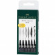 SET 6 PENNE INCHIOSTRO PIGMENTATO DI CHINA NERO 6 PUNTE XS,S,F,M,B,C, PRIVI DI ACIDO PH NEUTRO RESISTENTI.FABER CASTELL