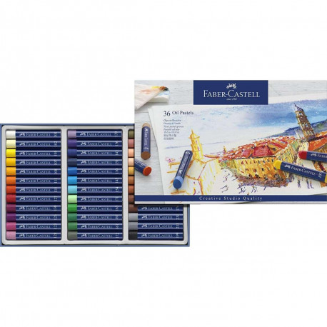 SCATOLA 36 PASTELLI A OLIO COLORI BRILLANTI CONSISTENZA CREMOSA PER TECNICHE MISTE CREATIVE STUDIO QUALITY FABER CASTELL