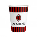 CONFEZIONE 8 BICCHIERI DI CARTA AC MILAN ORIGINAL 266ML ROSSONERI E BIANCO CON LOGO OFFICIAL PRODUCT BIGIEMME ITALY