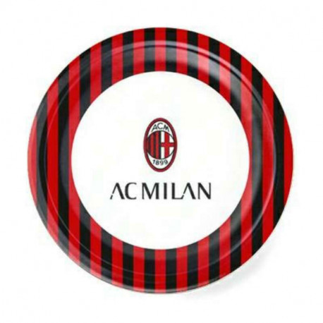 CONFEZIONE 8 PIATTI DI CARTA AC MILAN ORIGINAL 18CM ROSSONERI E BIANCO CON LOGO OFFICIAL PRODUCT BIGIEMME ITALY