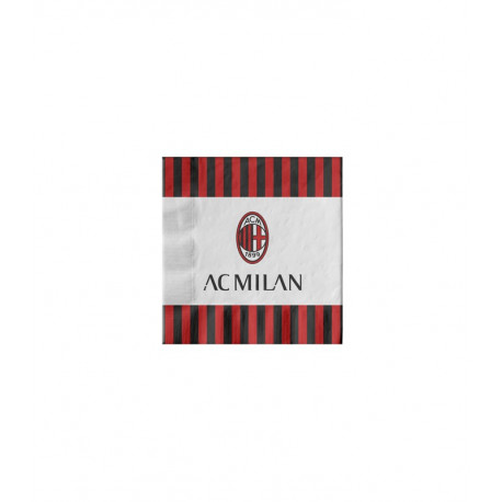 CONFEZIONE 20 TOVAGLIOLI DI CARTA 2 VELI AC MILAN 33X33CM ROSSONERI E BIANCO CON LOGO OFFICIAL PRODUCT BIGIEMME ITALY