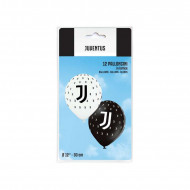 PALLONCINI IN LATTICE FC JUVENTUS OFFICIAL PRODUCT 12" 30CM BIANCHI NERI ASS.12 PZ.PER FESTE DI COMPLEANNO E PARTY VARI