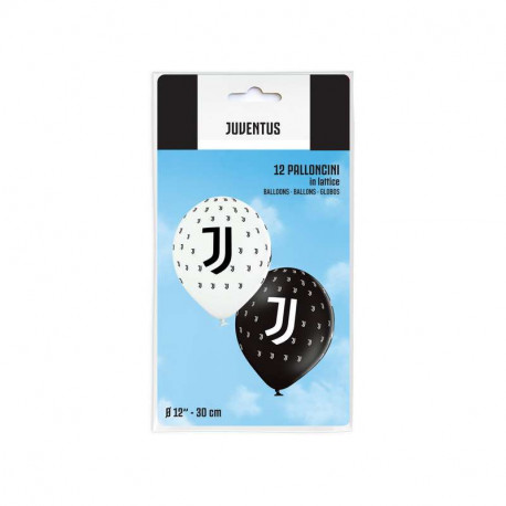 PALLONCINI IN LATTICE FC JUVENTUS OFFICIAL PRODUCT 12" 30CM BIANCHI NERI ASS.12 PZ.PER FESTE DI COMPLEANNO E PARTY VARI