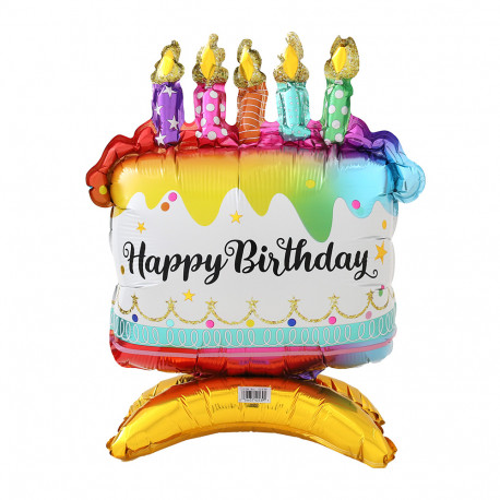 PALLONCINO MYLAR A FORMA DI TORTA HAPPY BIRTHDAY 35X45CM 18 PALLONE  MULTICOLOR DECORAZIONI PER FESTE DI COMPLEANNO - Parole e Pensieri