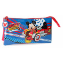 NECESSER MICKEY WORLD DISNEY ORIGINAL BUSTINA SCUOLA 3 ZIP UTILE IN PALESTRA E PISCINA 22X12X5CM STAMPA A RILIEVO PVC