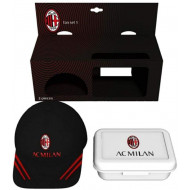 GIFT SET 2 PEZZI PORTAMERENDA BIANCO+ CAPPELLINO AC MILAN NERO CON LOGO OFFICIAL PRODUCT ROYAL INDUSTRY MADE IN ITALY