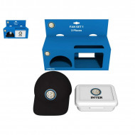 GIFT SET 2 PEZZI FC INTERNAZIONALE PORTAMERENDA BIANCO+CAPPELLINO NERO CON LOGO OFFICIAL PRODUCT ROYAL IND.MADE IN ITALY