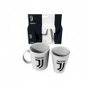SET 2 PZ.MELANINA TAZZA MUG + BICCHIERE FC JUVENTUS BIANCO CON LOGO OFFICIAL PRODUCT ROYAL INDUSTRY .MADE IN ITALY