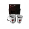 SET 2 PEZZI MELANINA TAZZA MUG + BICCHIERE AC MILAN BIANCO CON LOGO OFFICIAL PRODUCT ROYAL INDUSTRY MADE IN ITALY