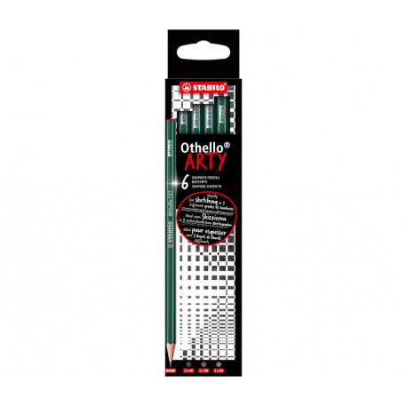 OTHELLO ARTY HARD SET 6 MATITE GRAFITE DURE 2PZ 4H-2PZ 3H-2PZ 2H-PER DISEGNARE FARE SCHIZZI E OMBREGGIATURE.STABILO